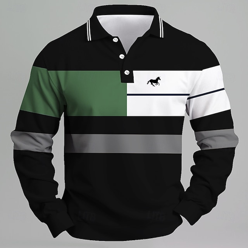 Golf Equipment Rental - Kaos Polo Pria Bergaris dengan Logo